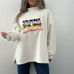 Disney embroidered Cream Mickey Mouse mock neck Sweatshirt